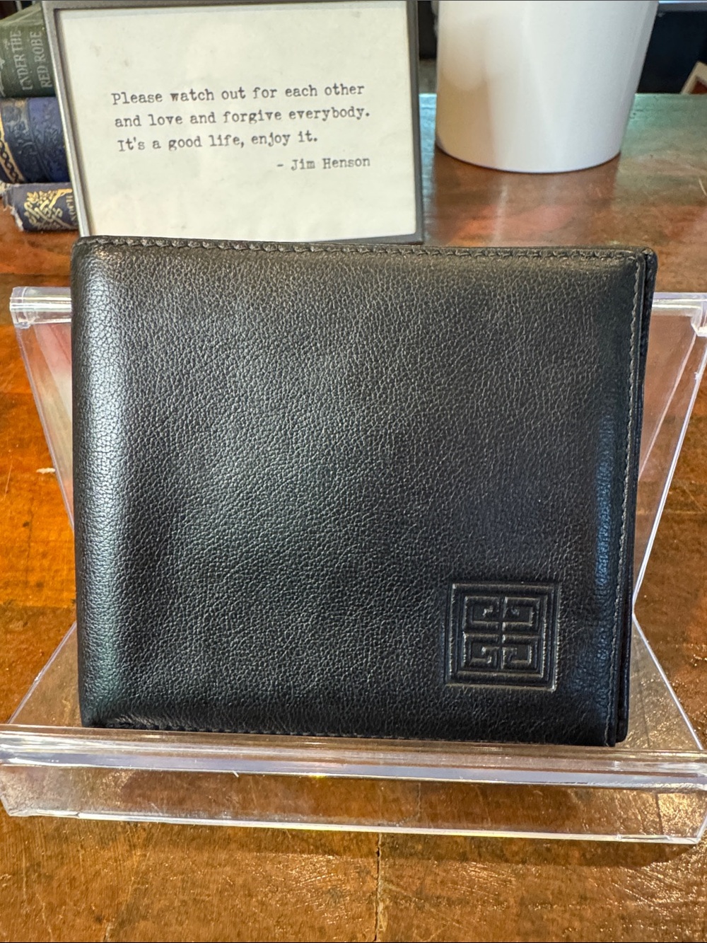 Givenchy Black Leather Wallet with Embossed Logo